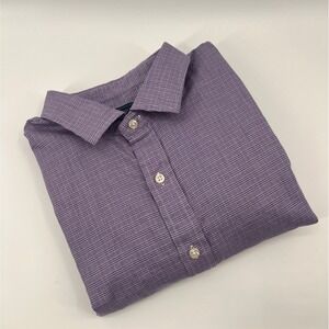 Biltmore Mens Dress Shirt Purple Plaid Button Down Long Sleeve Size XXL